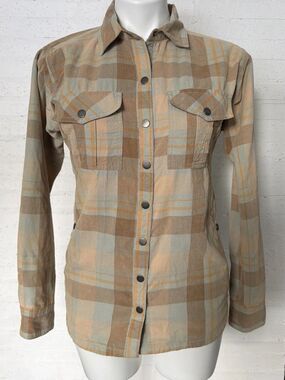 Cabincore Gorpcore 90s Prana Finnegan Corduroy Shacket Plaid Organic Cotton XS